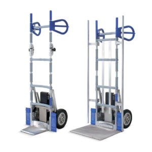 Sistema de transporte por carretilla con elevador eléctrico